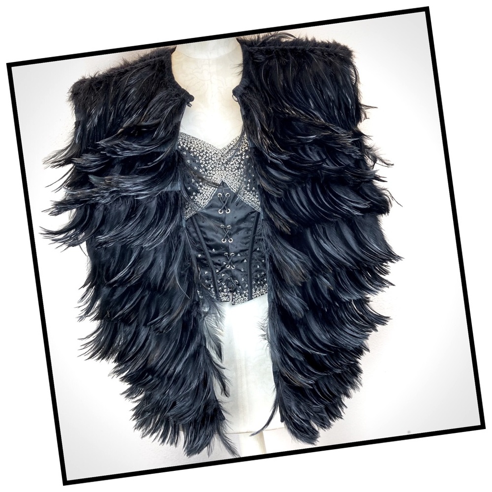 70’s RARE VINTAGE! Featured in UK VOGUE Kansai Yamamoto Feather Jacket/Vest